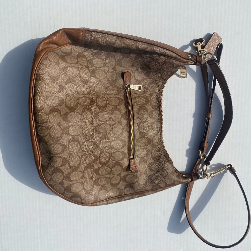 Coach Brown Signature Coated Canvas and Leather Harley Hobo - Picture 4 of 16